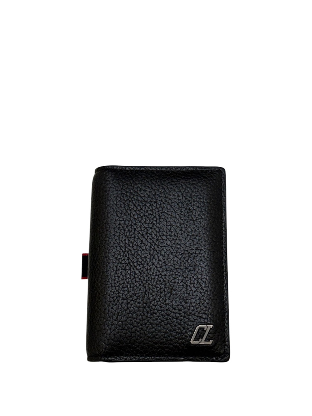 CHRISTIAN LOUBOUTIN - BLACK RED ALL LEATHER BIFOLD CARDHOLDER WALLET